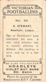 1933 Hoadley's Victorian Footballers #30 Stuart Stewart Back